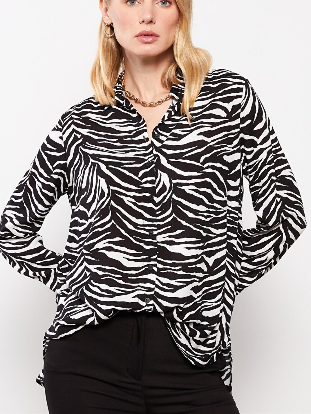 The Limited Black & White Zebra-Print Button Down Shirt